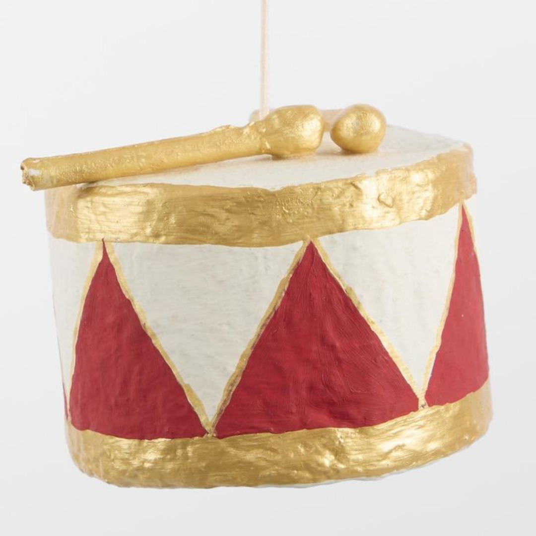 PRE-ORDER Cotton Mache Drum Christmas Decoration