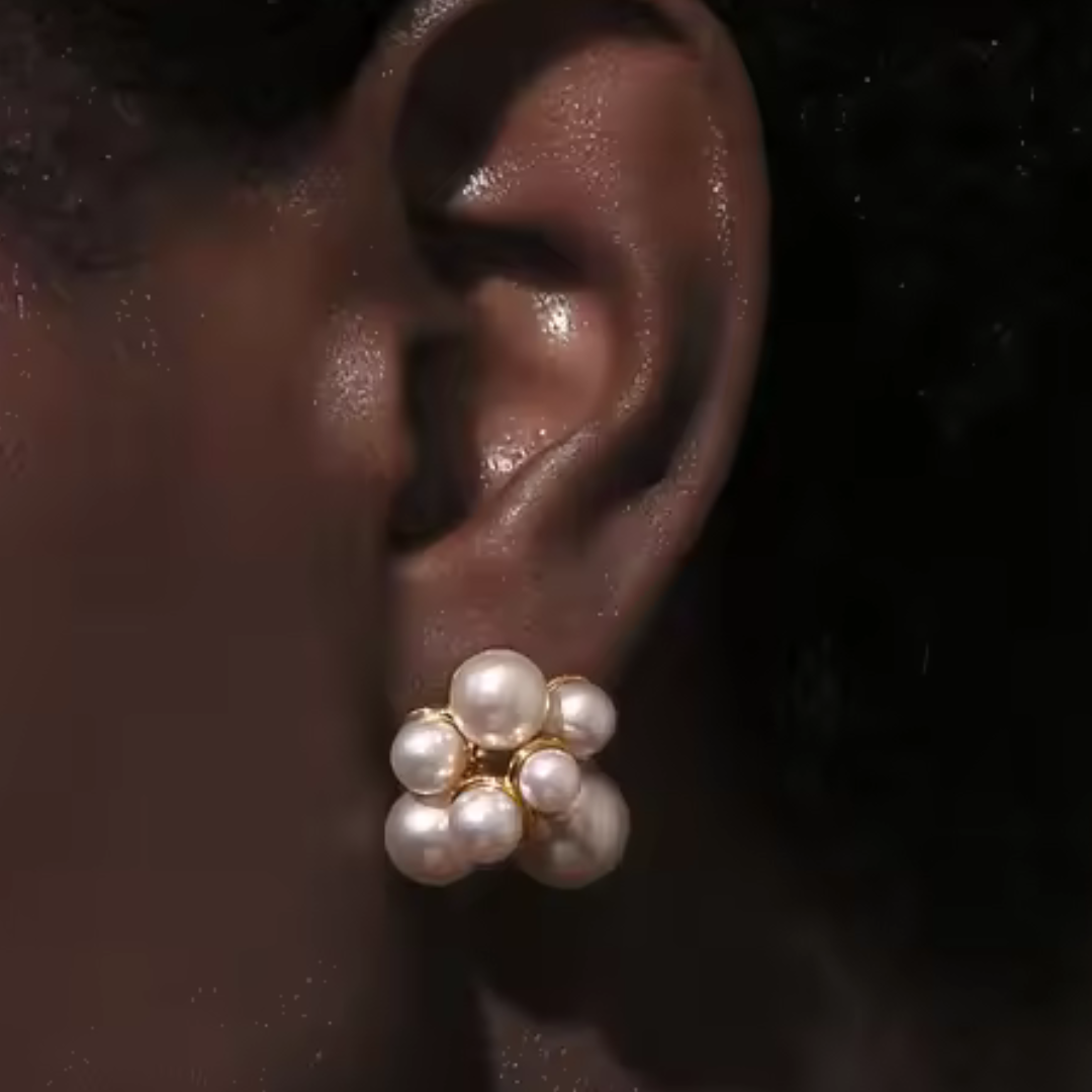 "Cluster F*ck" Pearl Waterproof Earrings - Gold