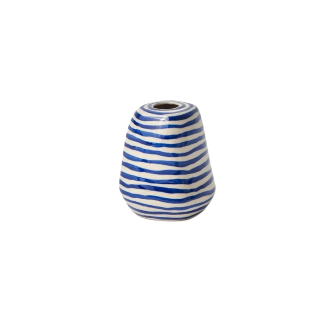 Facet Vase - Blue Lines