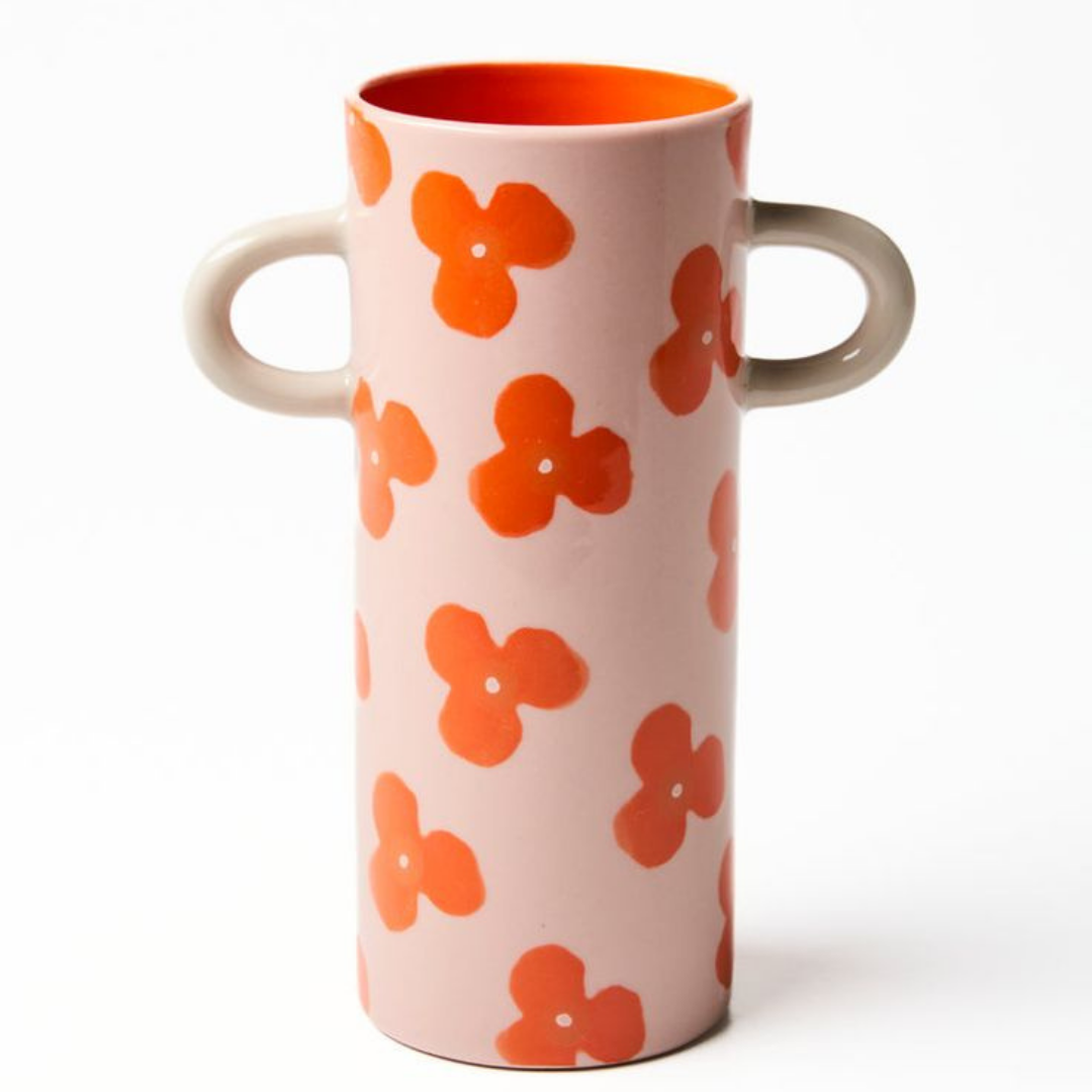 GRIFFE PINK RED FLORAL BUD VASE