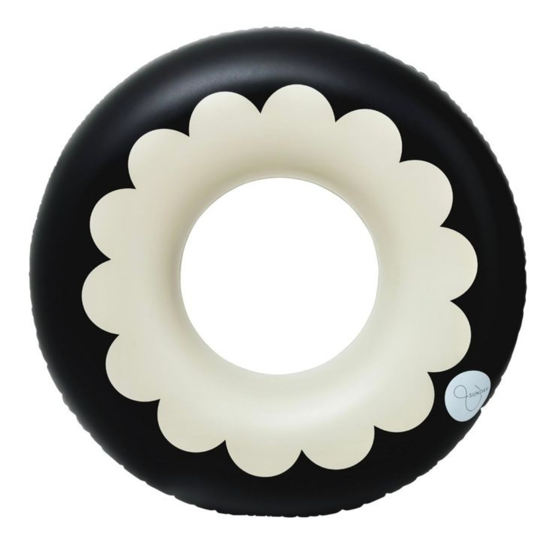 SCALLOP OVERSIZED POOL TUBE- BLACK & white