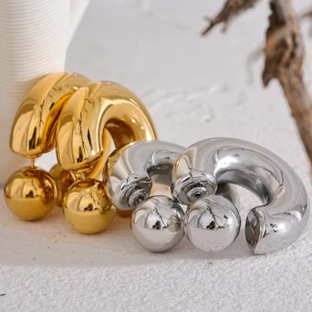 Double Trouble Waterproof Hoop Earrings - Silver