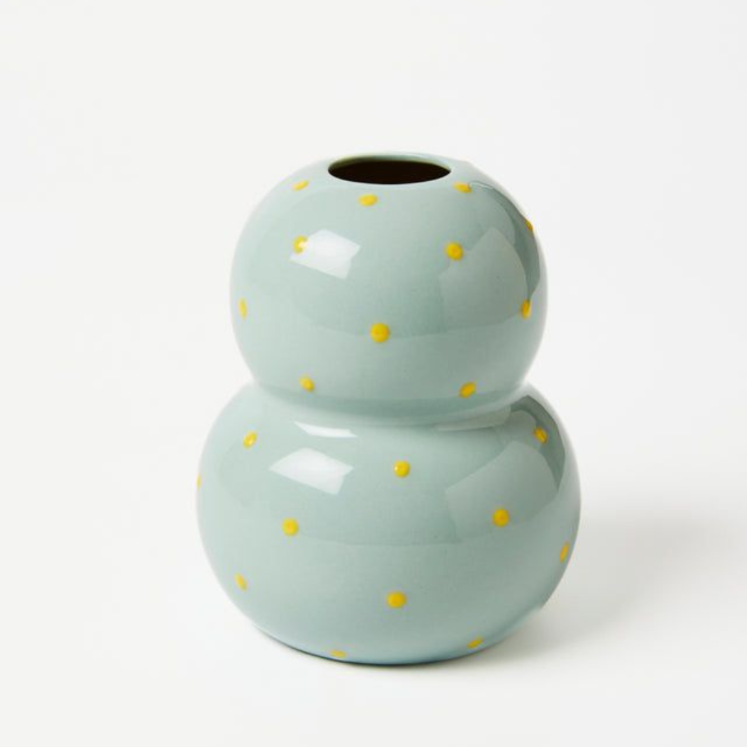Fonda Pale Blue Yellow Dotty Vase