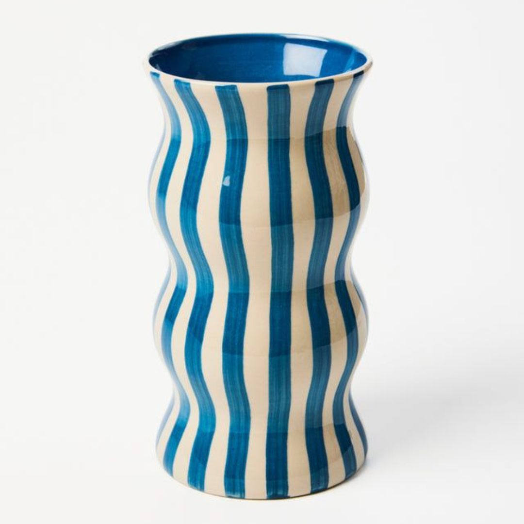 Palma Navy Blue Stripe Vase