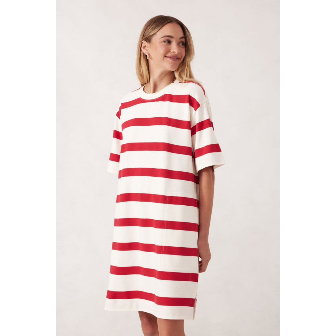 Mini Terry Dress - Red and White Stripe