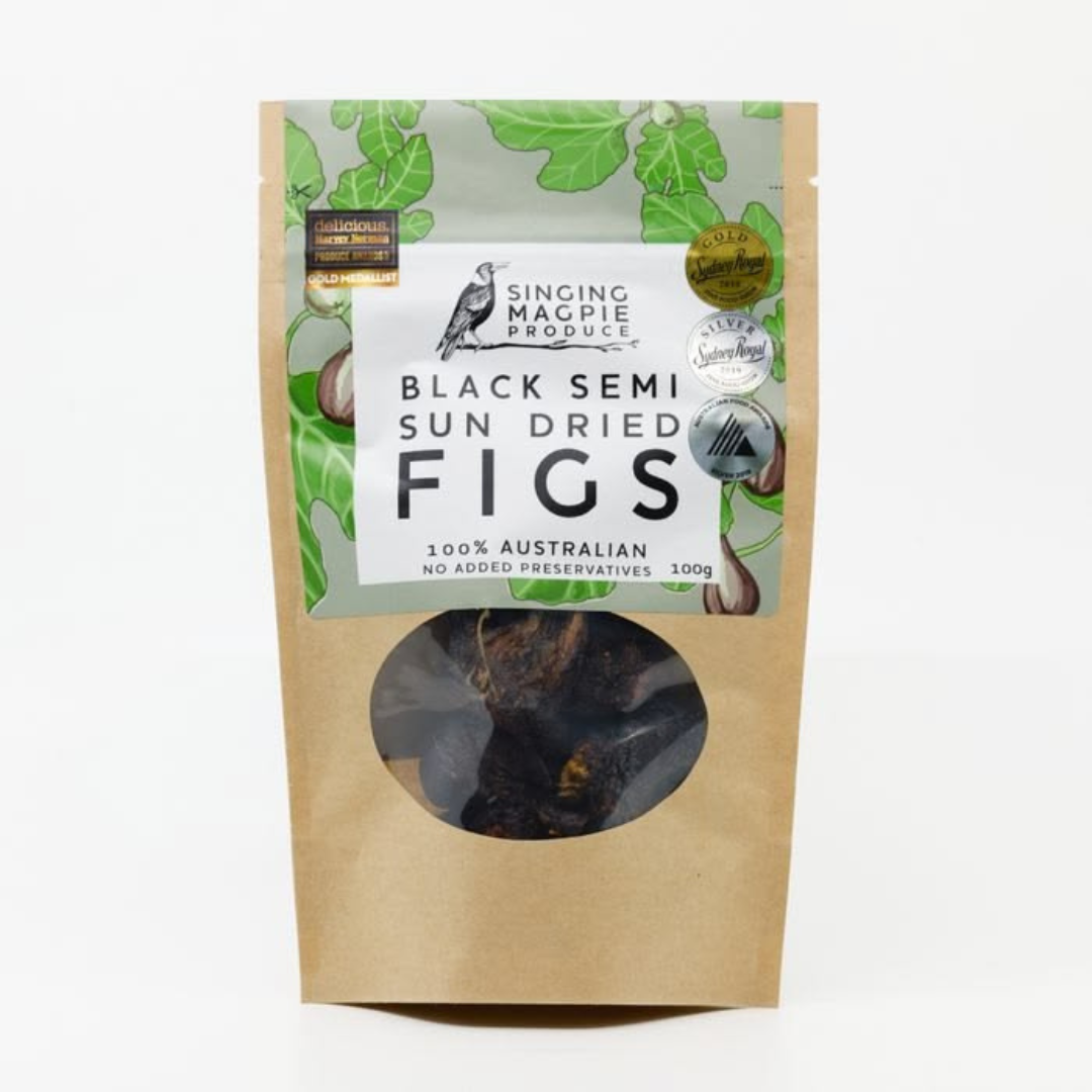 Singing Magpie Produce  Black Genoa Semi Sun-Dried Figs – 100g
