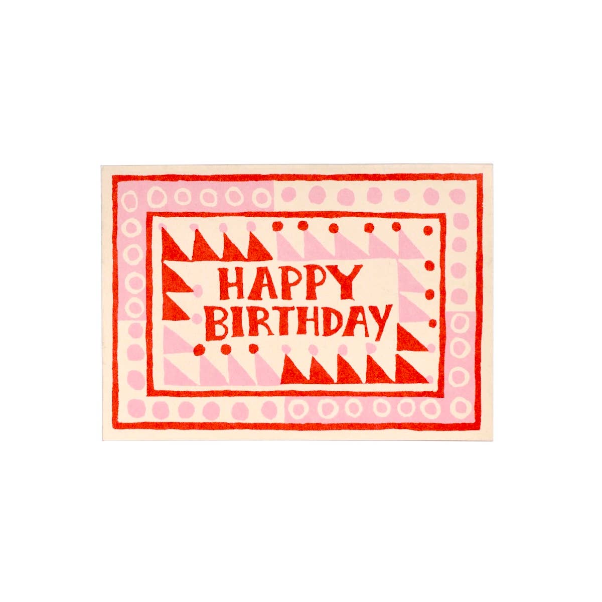 Small Cambridge Imprint card with a triangles and circles pattern