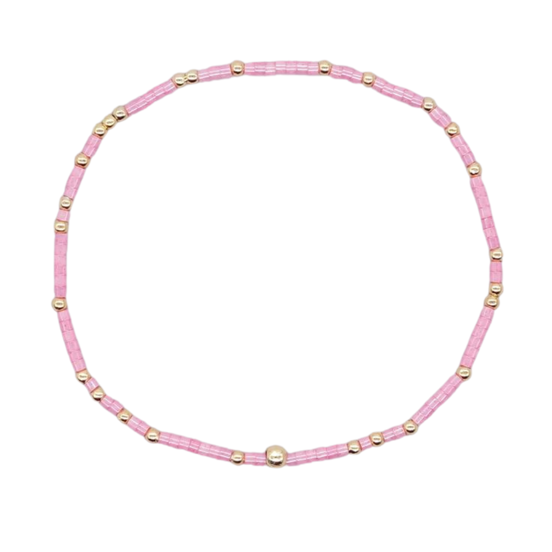 Dainty Seed Bead Bracelet - Pink