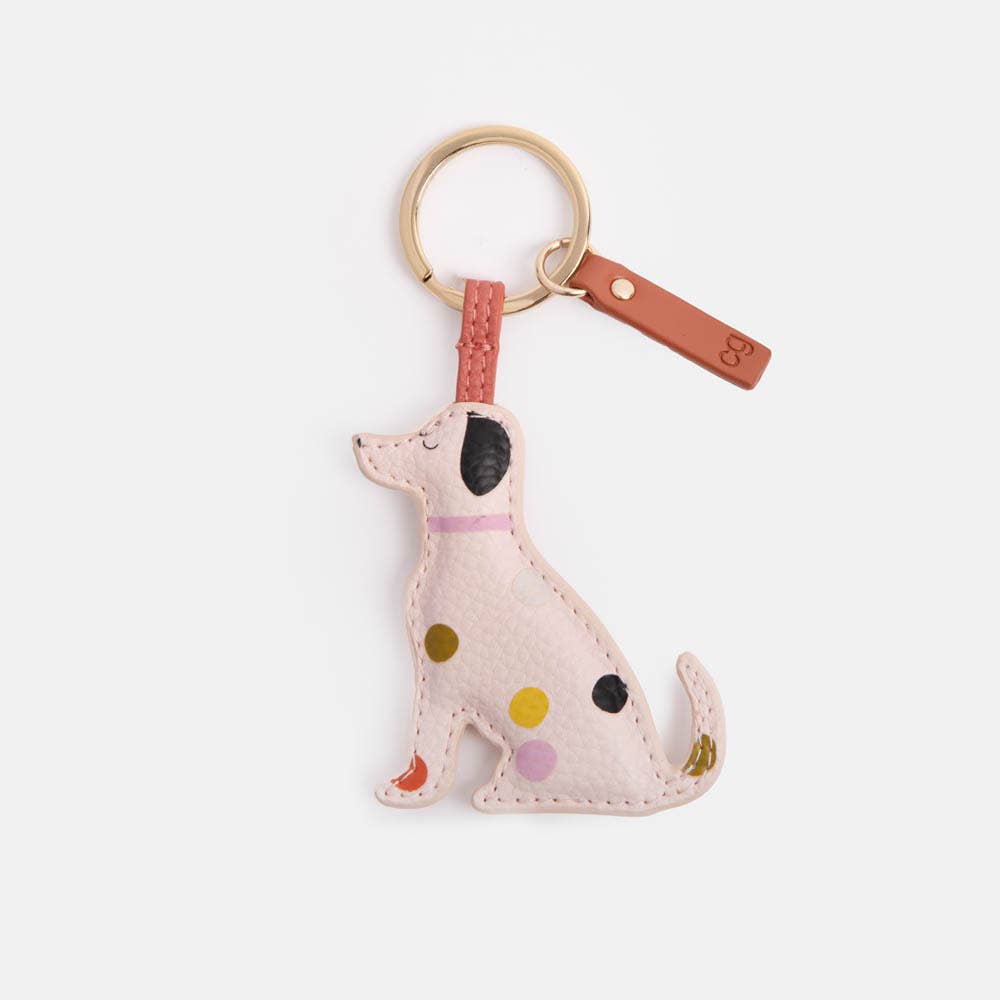 Pale Pink Dotty Lab Dog Novelty Keyring