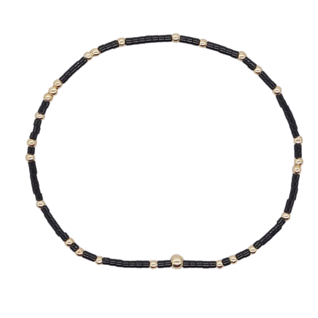 Dainty Seed Bead Bracelet - Black