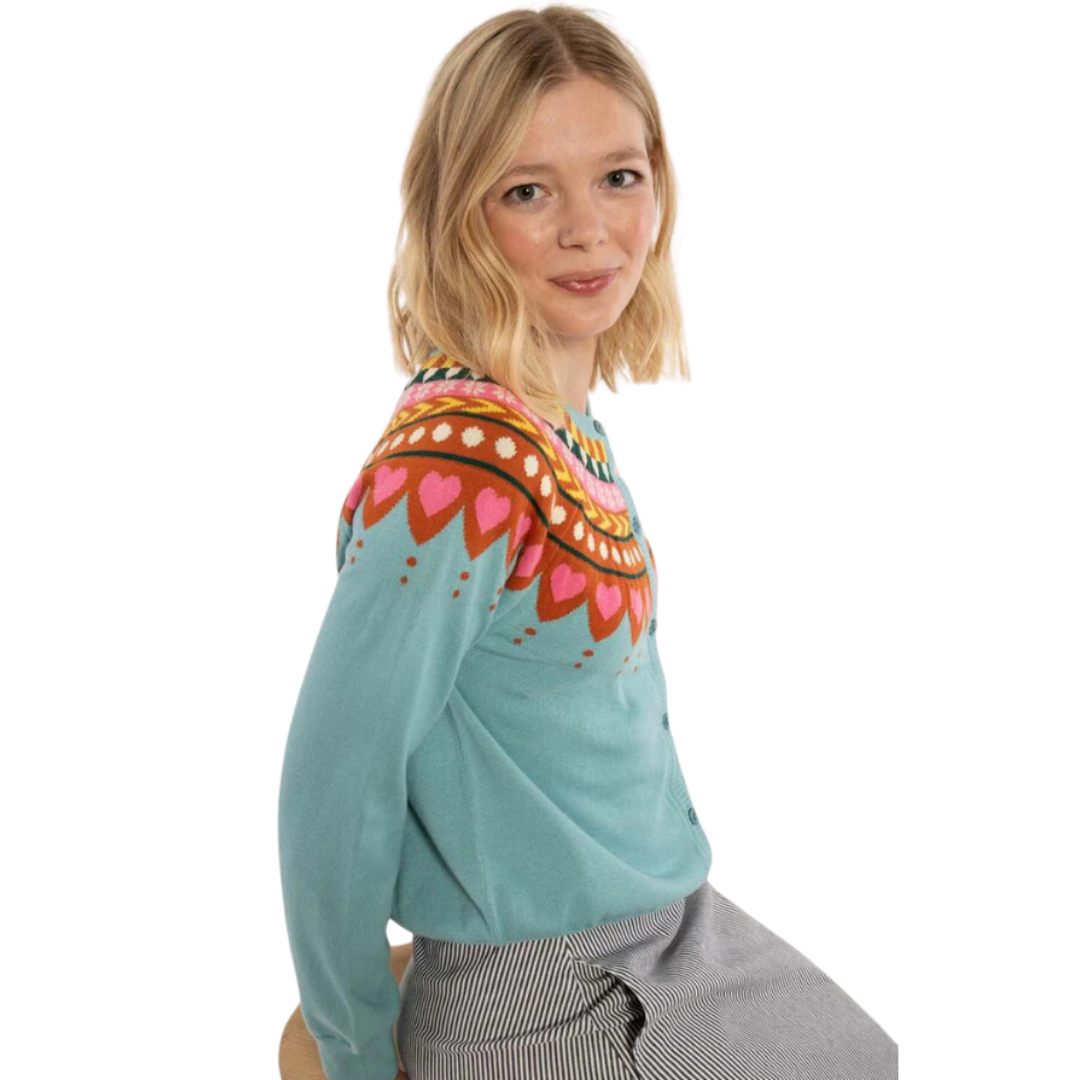 Danesweetheart Cotton Knit Cardigan Vintage Aqua