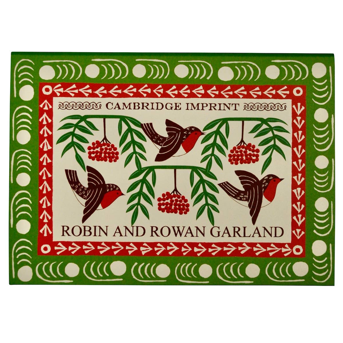 Cambridge Imprint paper garland of robins and red rowan berry sprigs