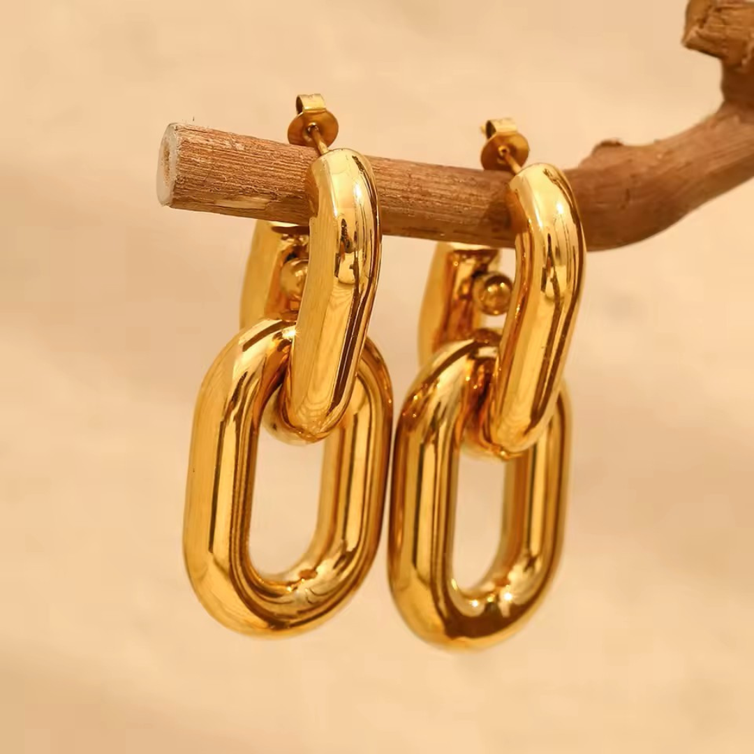 Chain of Command Waterproof Earrings - Gold