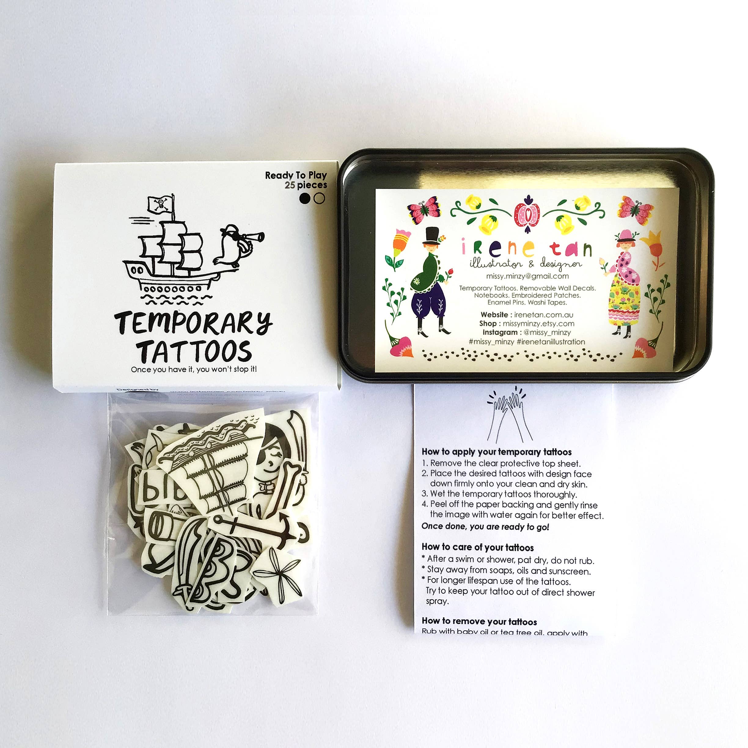 Pirates Temporary Tattoos in a Tin