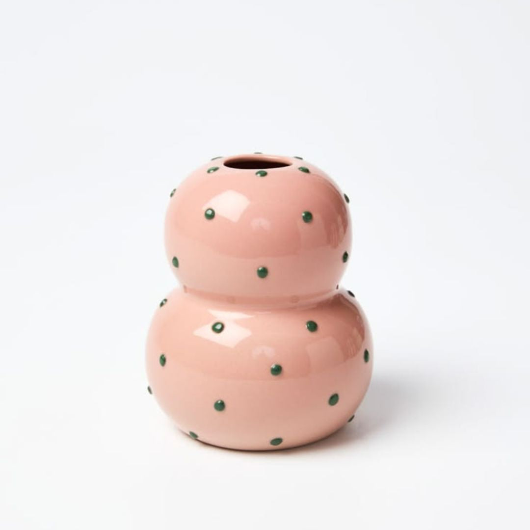 FONDA VASE PINK GREEN DOTTY
