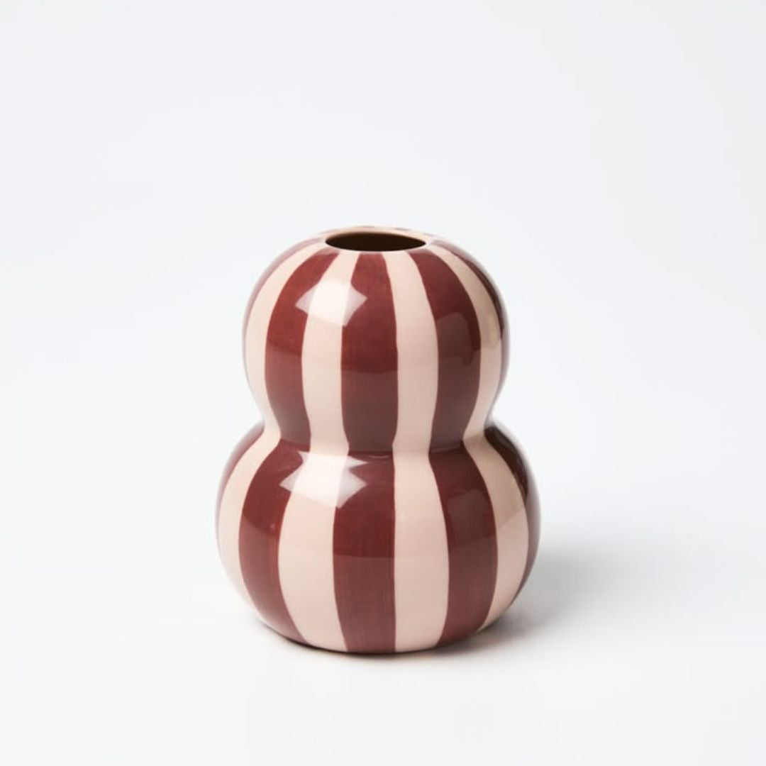FONDA VASE BURGANDY PINK STRIPE