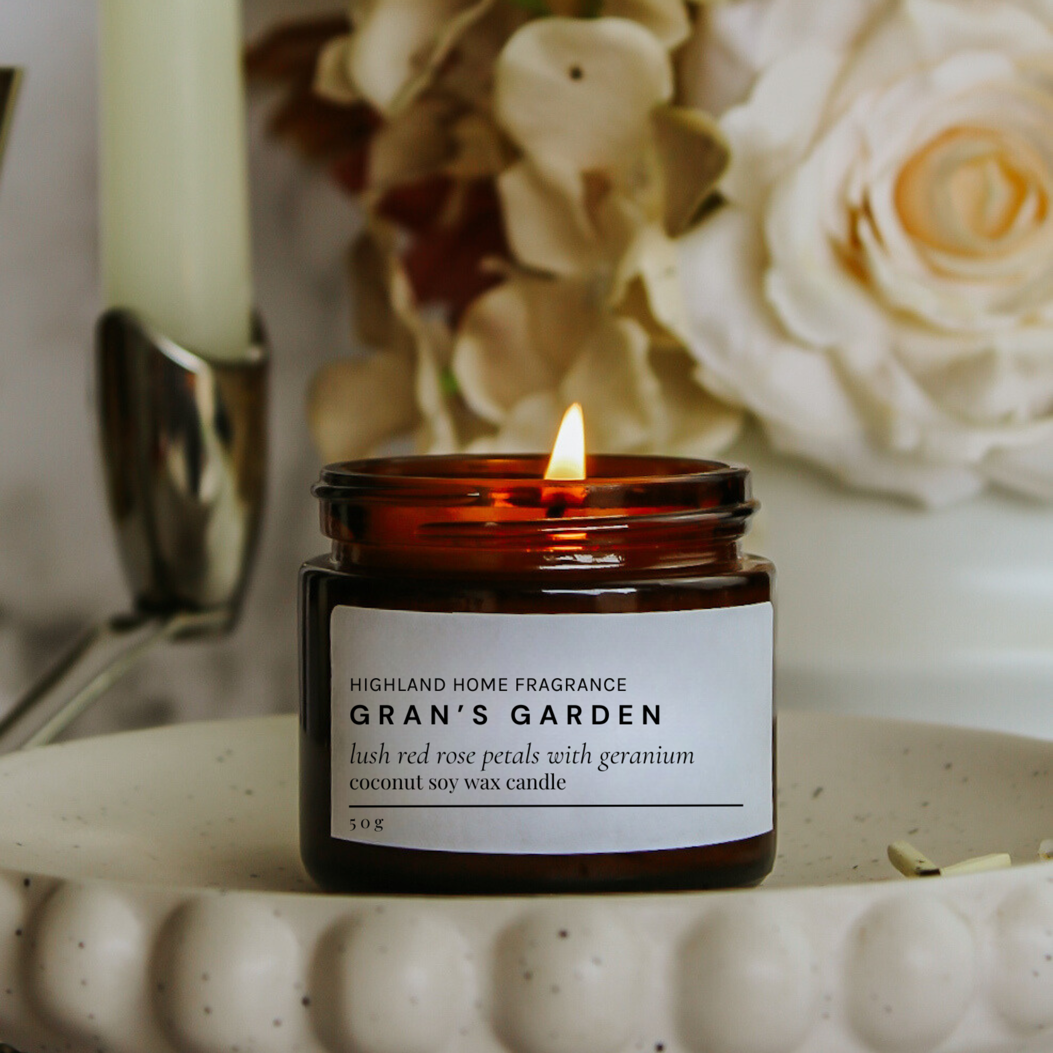 Gran's Garden | Rose & Geranium | 50g Mini Soy Candle