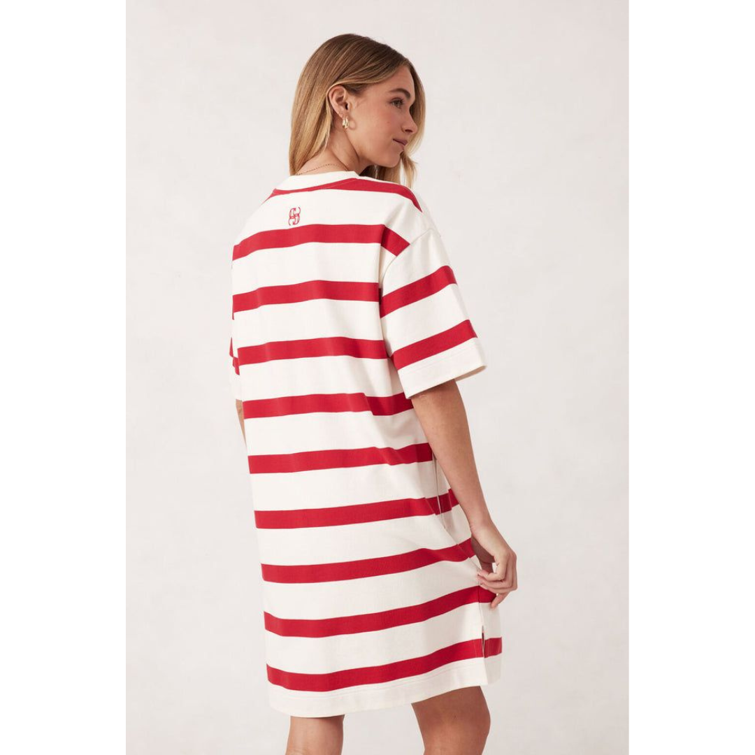 Mini Terry Dress - Red and White Stripe