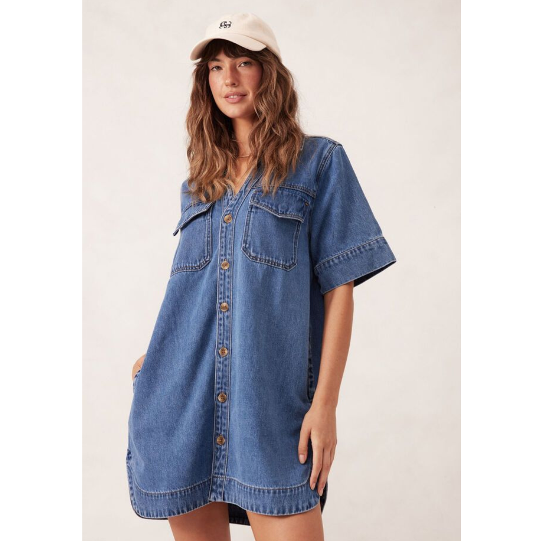 Relaxed Shirt Dress - Denim