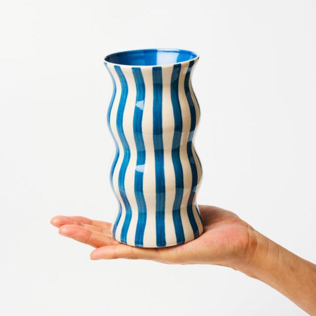 Palma Navy Blue Stripe Vase