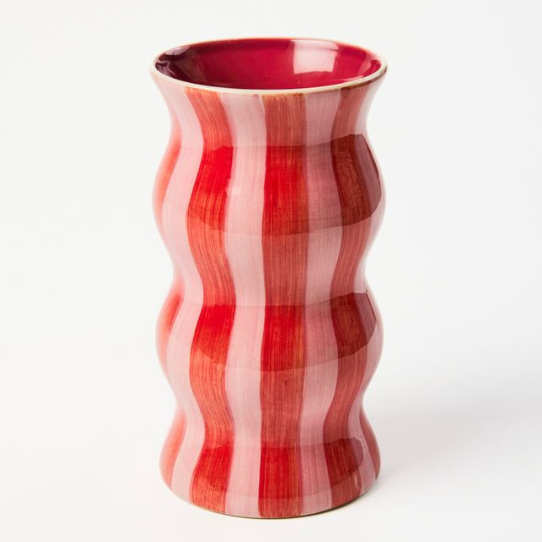 Palma Red Pink Stripe Vase