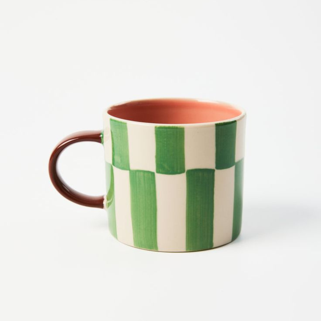 Bloomie Green Check Mug