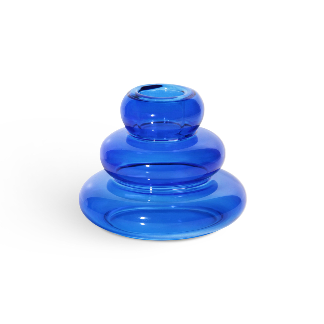 Candle holder whipped large - blue