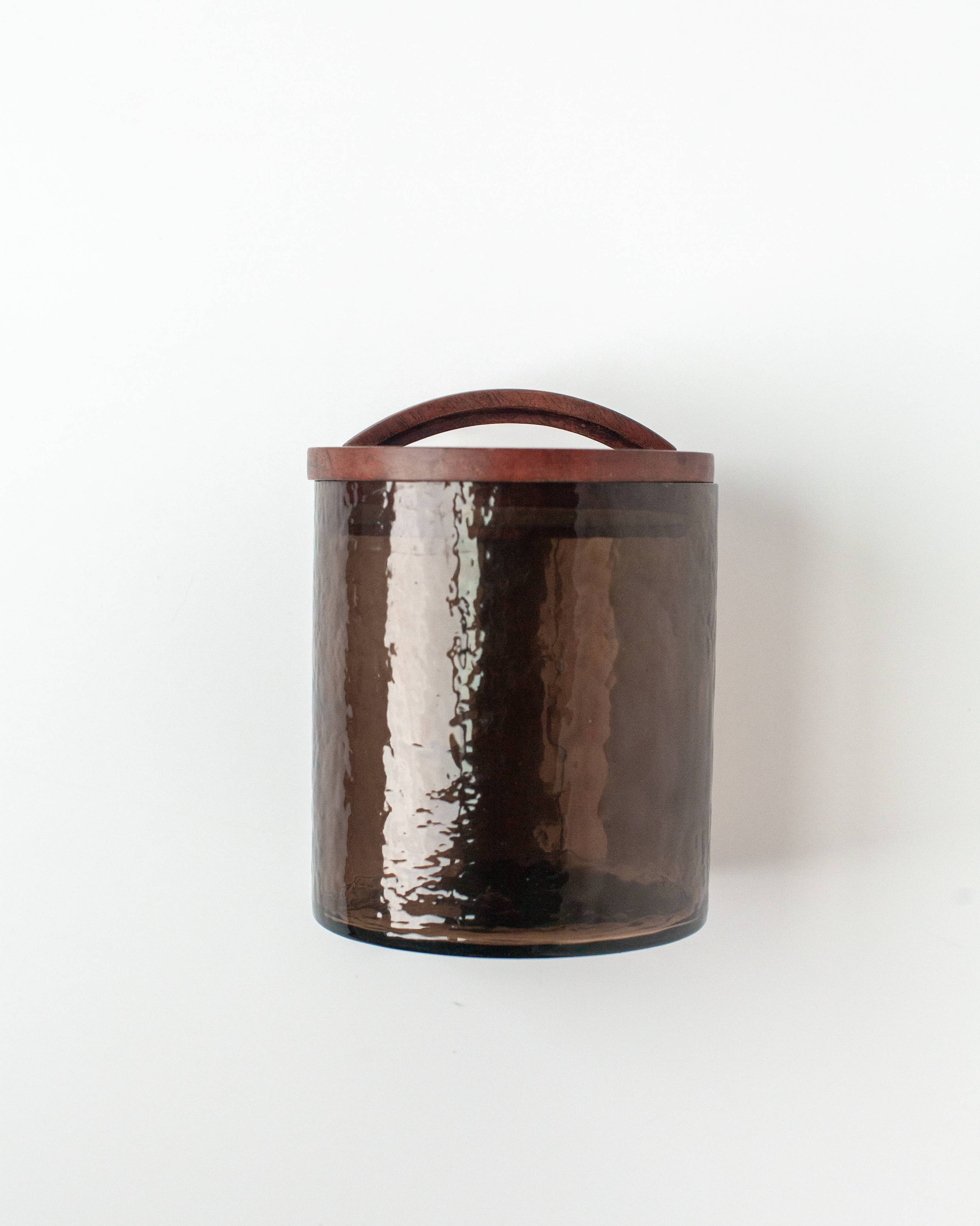 Small Handblown Hammered Glass Canister - Smoke