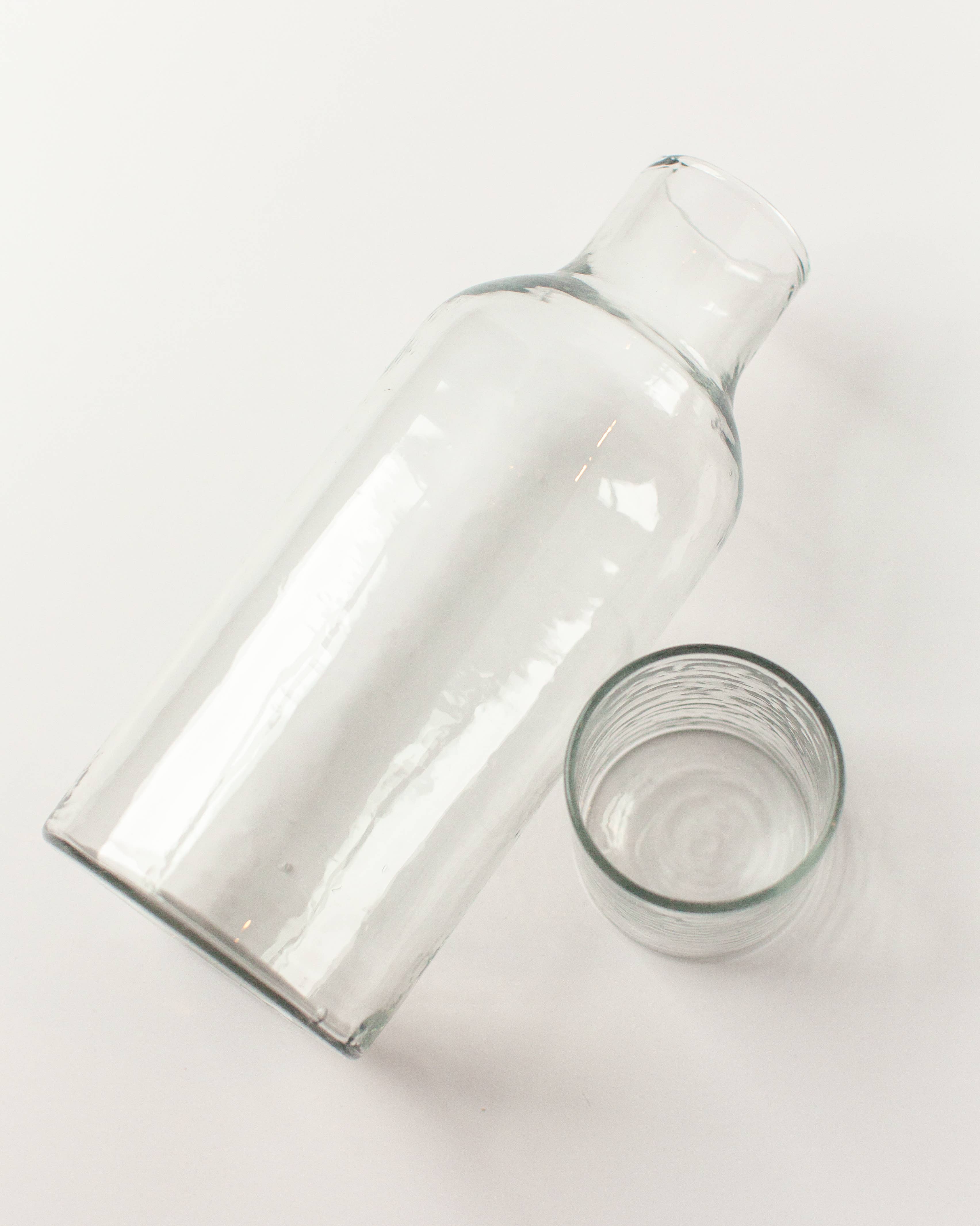 Handblown Hammered Glass Carafe - Clear