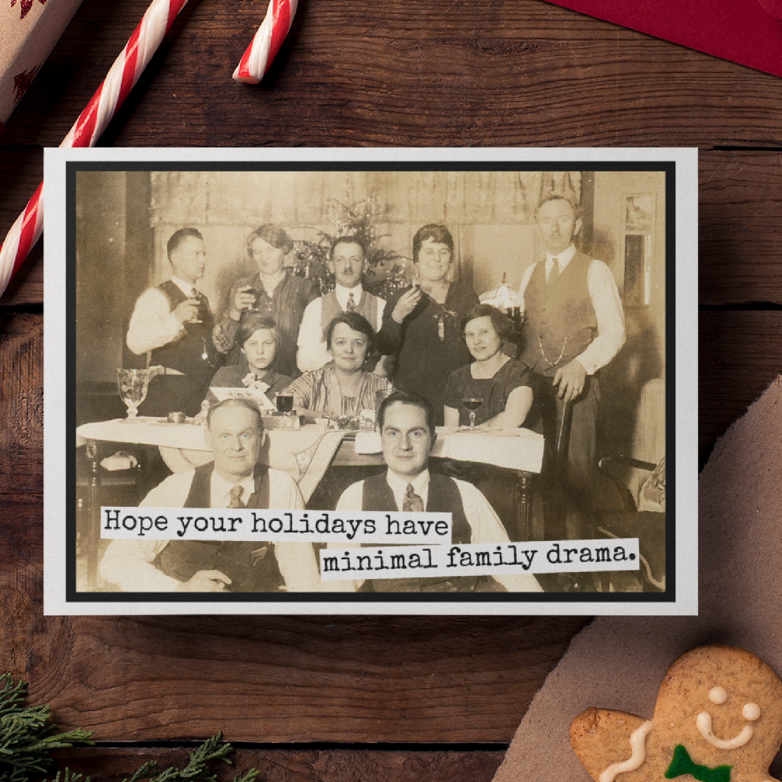 Funny Christmas Card. Minimal Family Drama.
