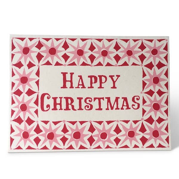 Pink Happy Christmas Cards - Set of 10