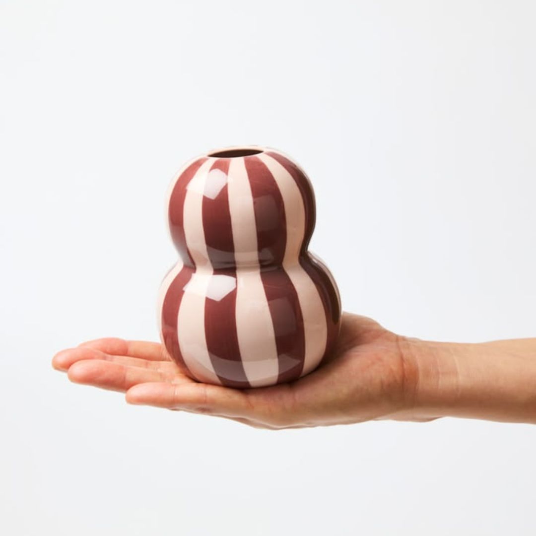 FONDA VASE BURGANDY PINK STRIPE