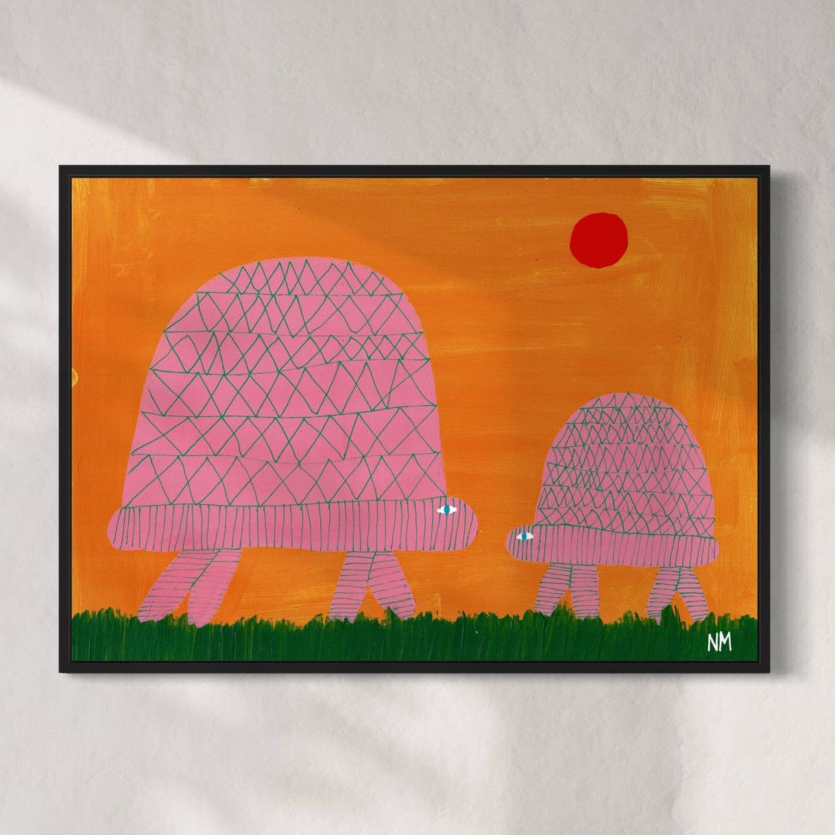 Pink tortoises in the red sun BY NANCY MCKIE - UNFRAMED