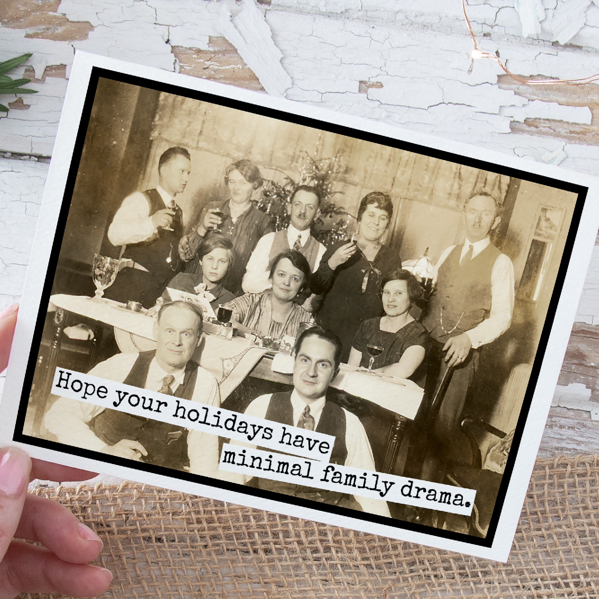 Funny Christmas Card. Minimal Family Drama.