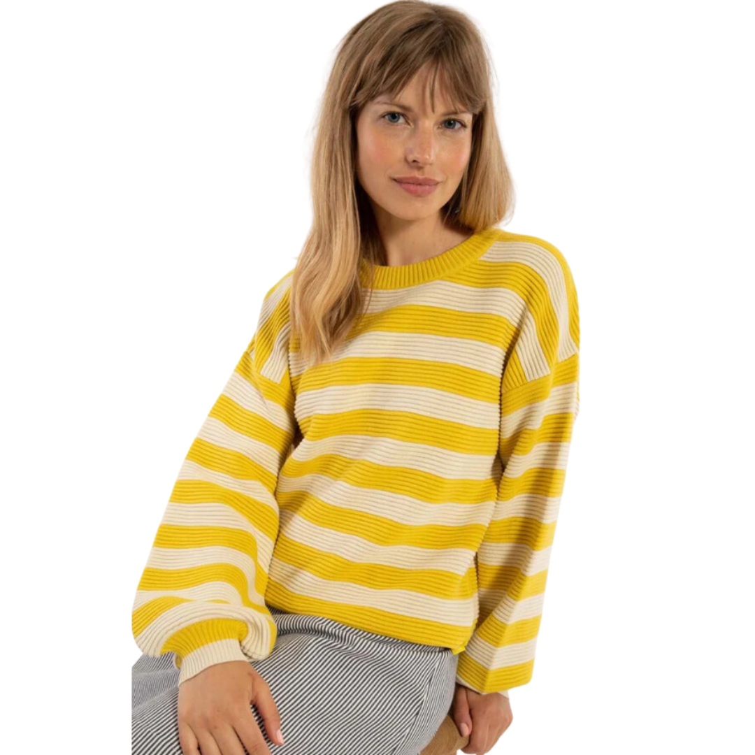 Danegold Knit Sweater Faded Yellow/Chalk