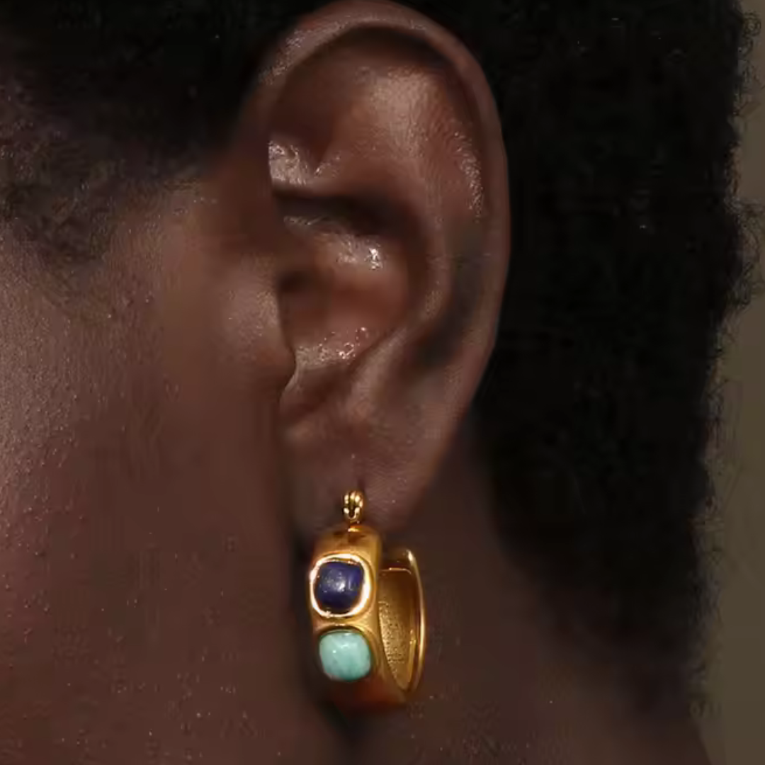 Double Blues Waterproof Hoop Earrings