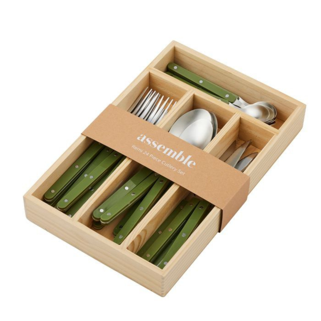 Remi 24-piece Cutlery Set - Olive