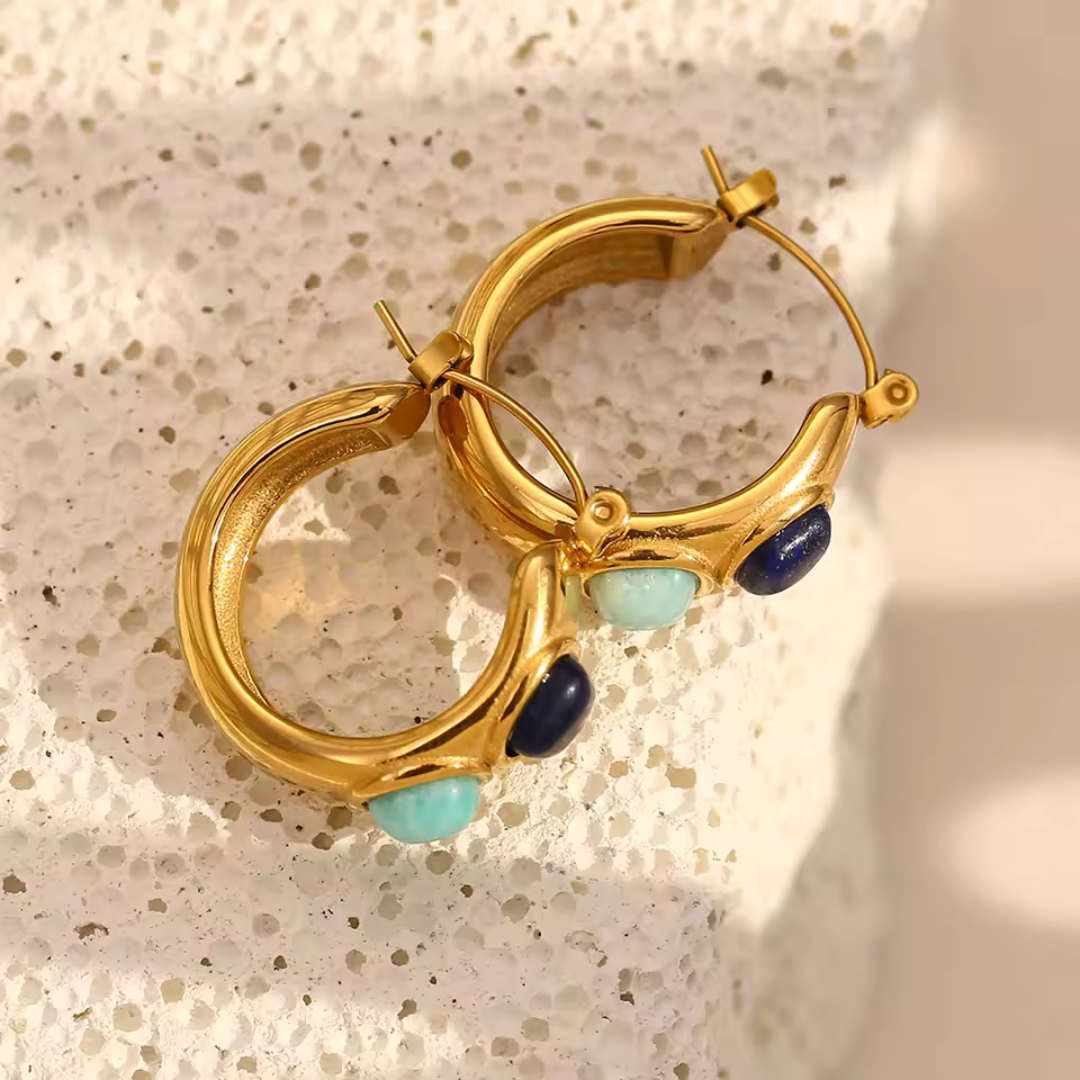 Double Blues Waterproof Hoop Earrings
