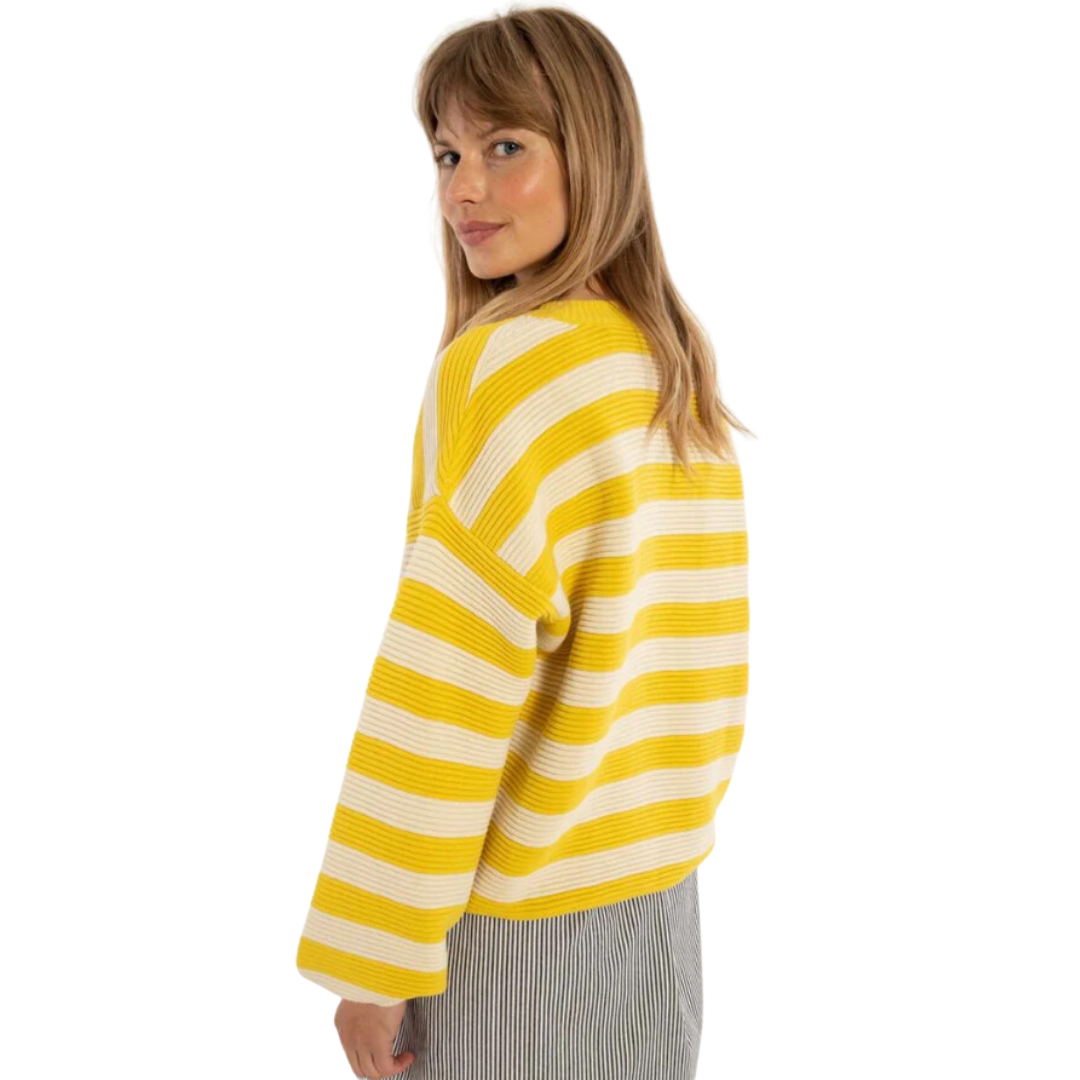 Danegold Knit Sweater Faded Yellow/Chalk