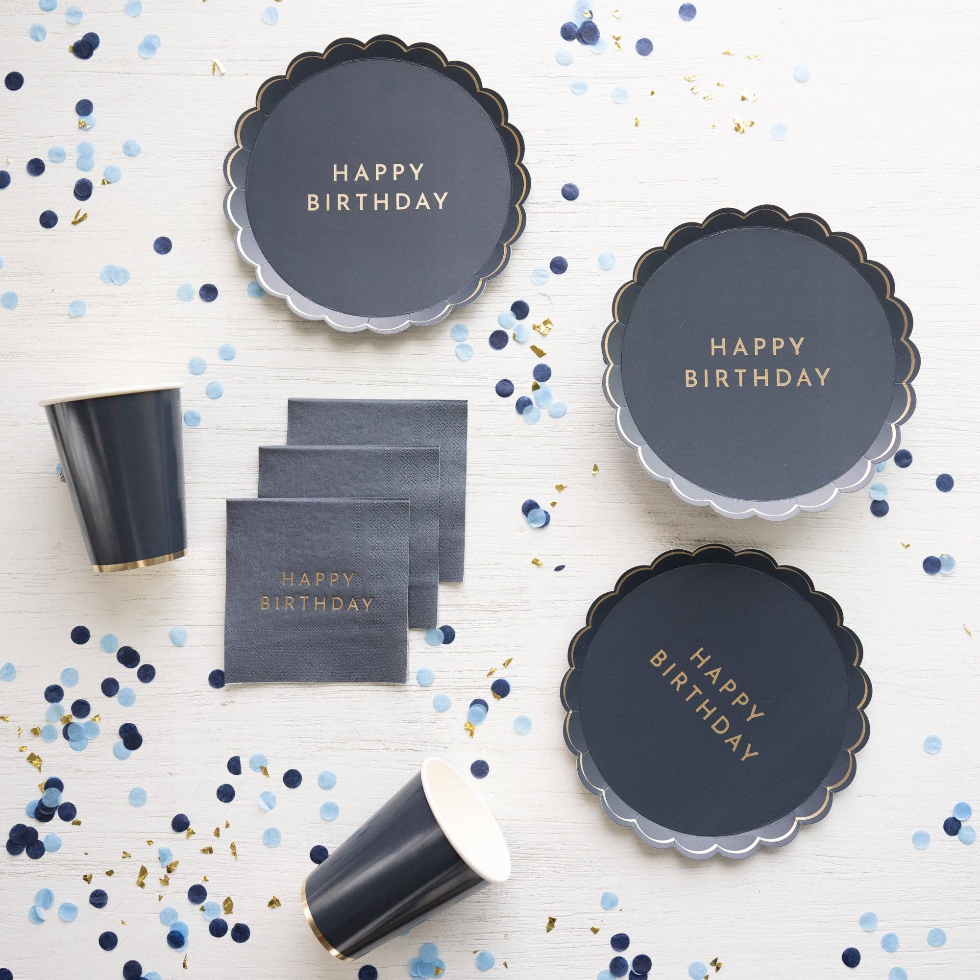 MIDNIGHT BLUE HAPPY BIRTHDAY SMALL PAPER PLATES