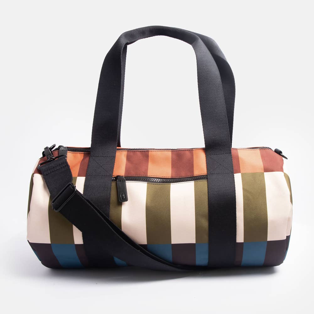 Retro Stripe Duffel Gym Bag