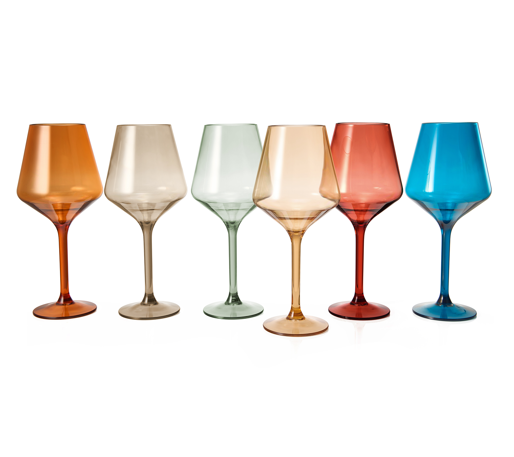 Unbreakable Art Deco Stemmed Wine Glasses - Set of 6