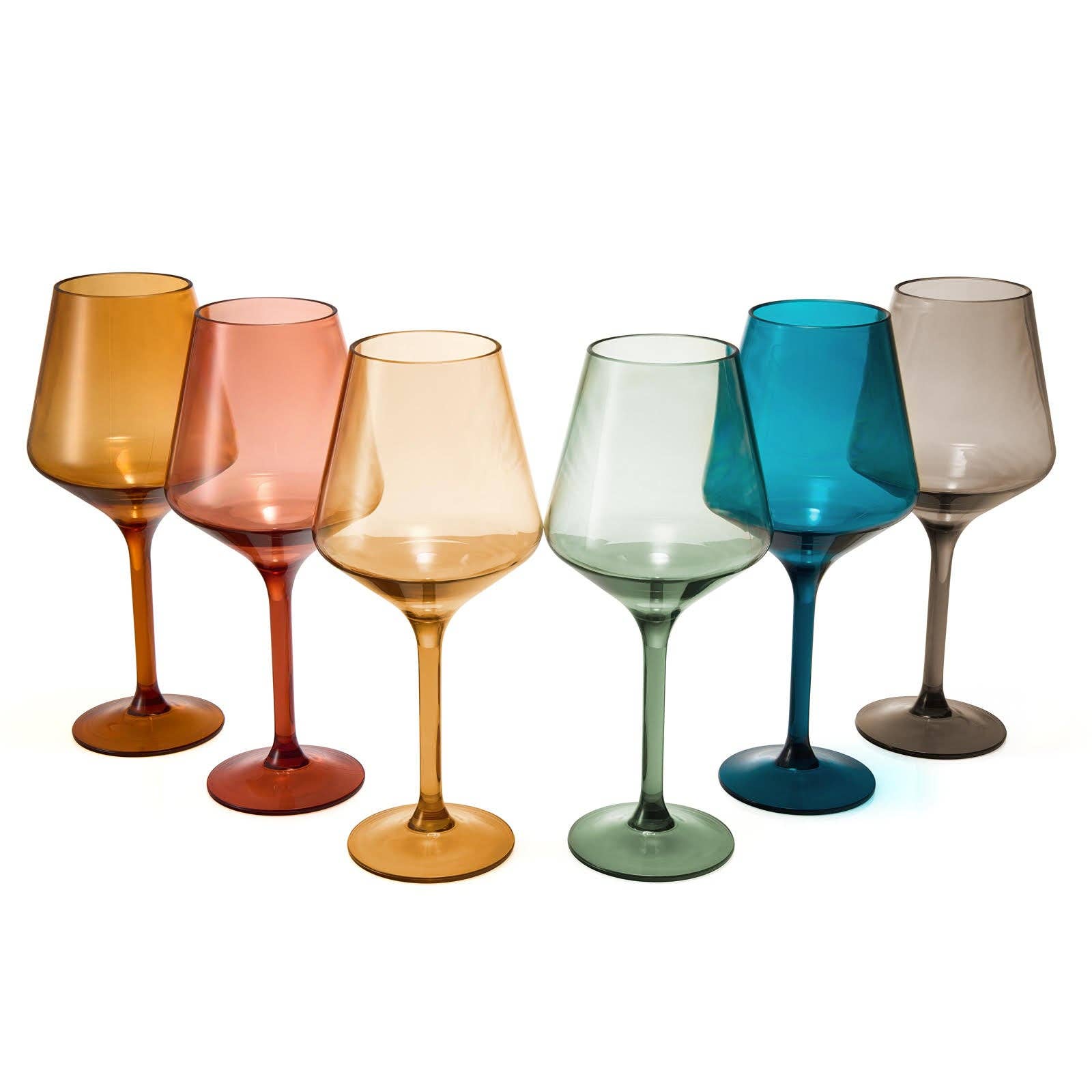 Unbreakable Art Deco Stemmed Wine Glasses - Set of 6