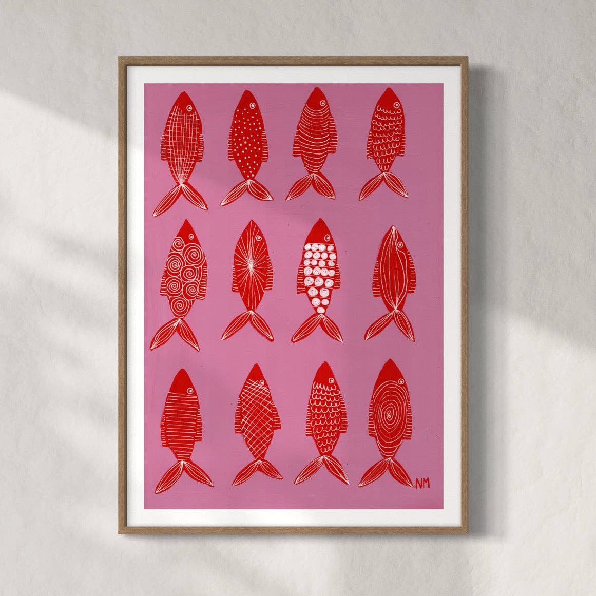 Twelve Red fish By Nancy McKie - UNFRAMED