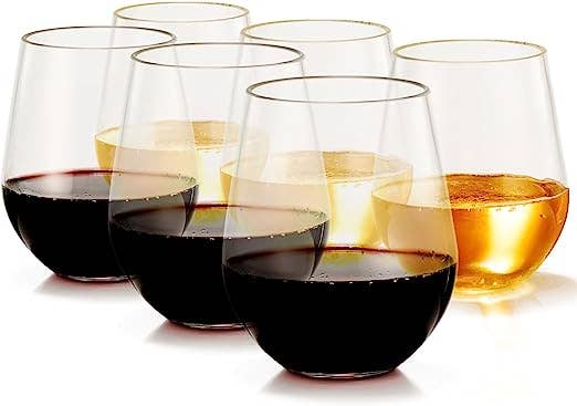 Unbreakable Stemless Wine Glasses Set of 6