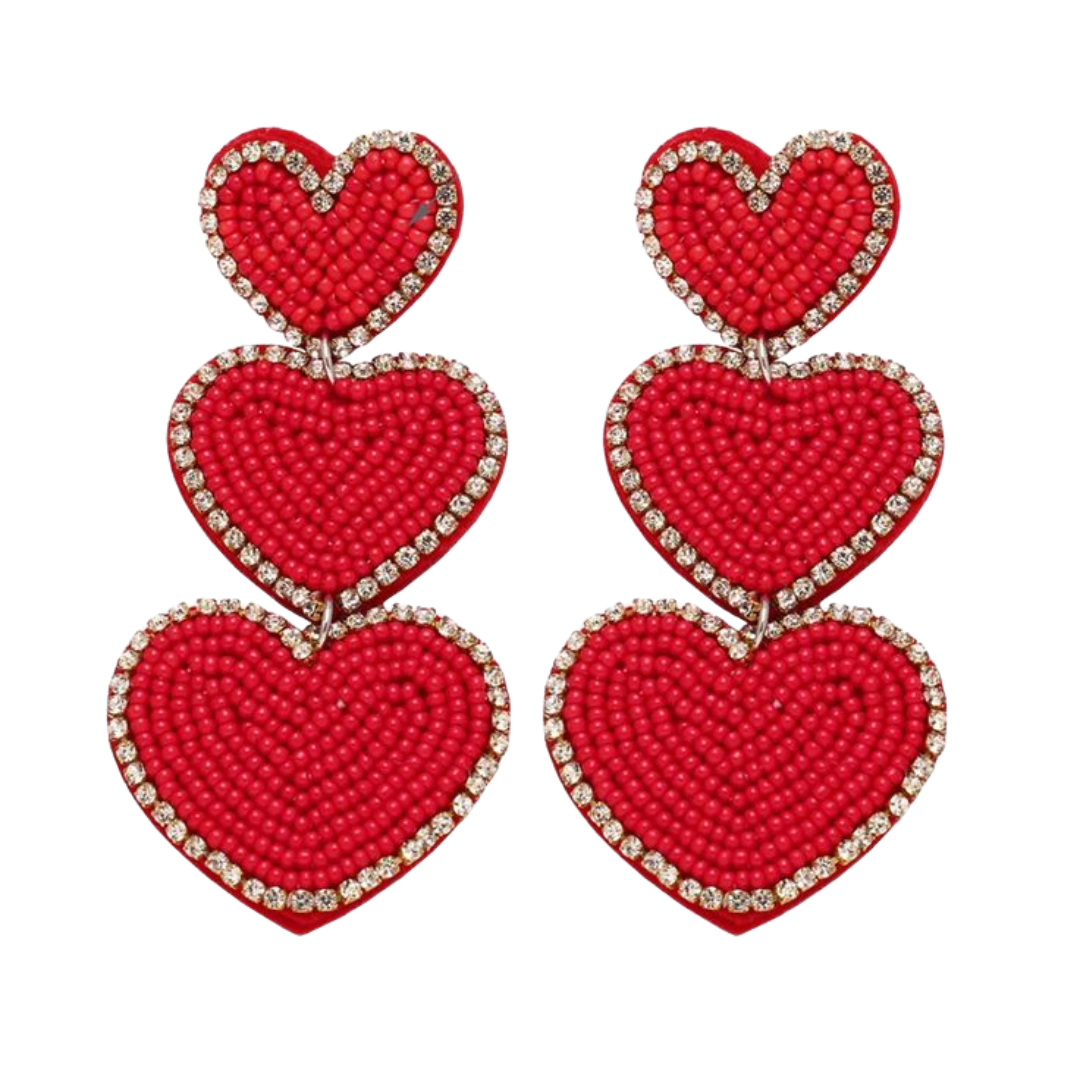 LOVE LOVE LOVE EARRINGS - RED