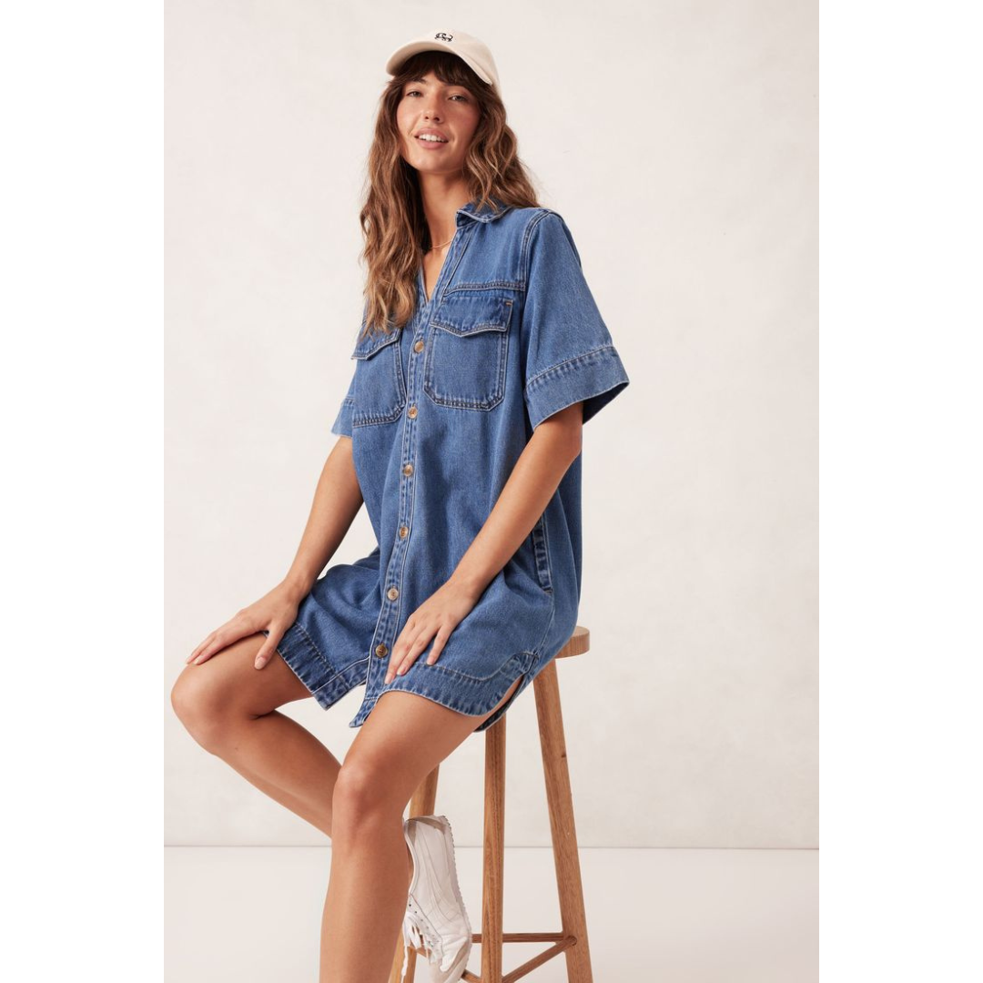 Relaxed Shirt Dress - Denim