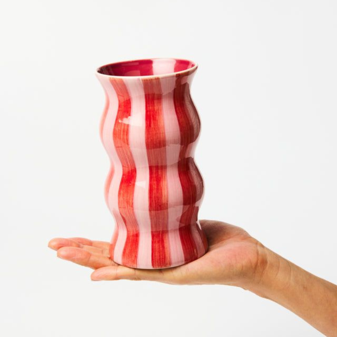 Palma Red Pink Stripe Vase