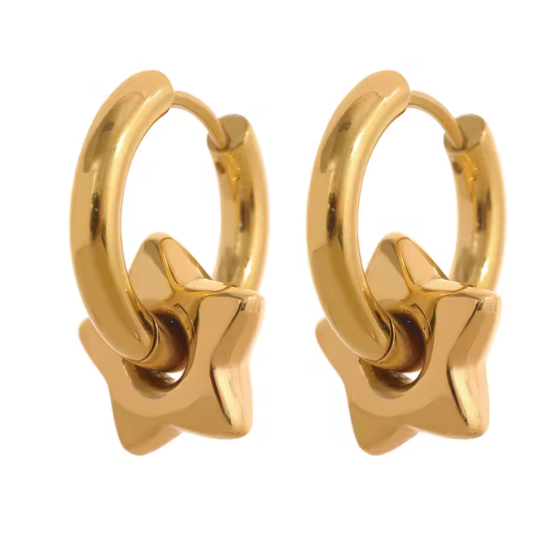 Stellar Hoop Waterproof Earrings - Gold