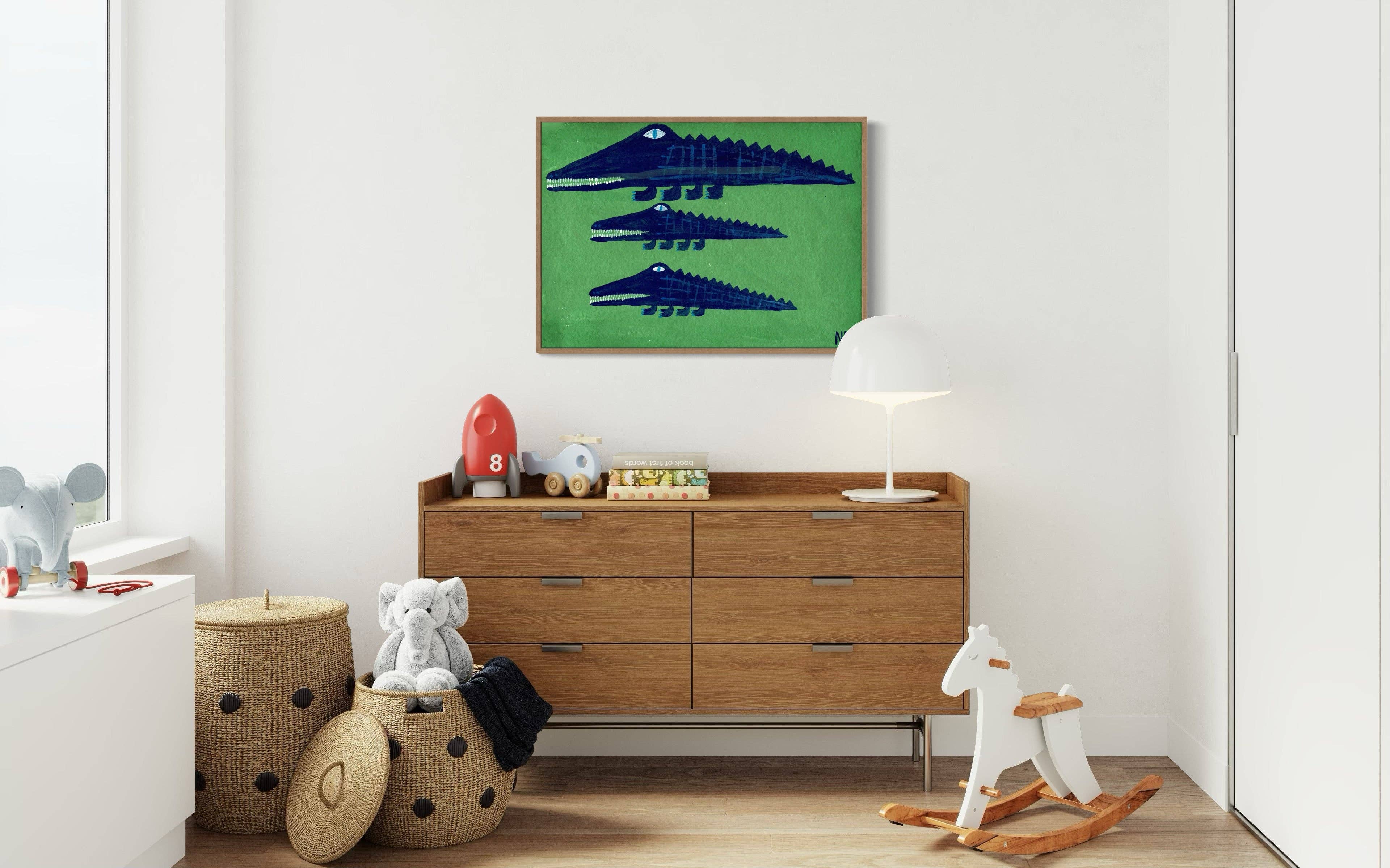 Blue Crocodiles By Nancy McKie - unframed